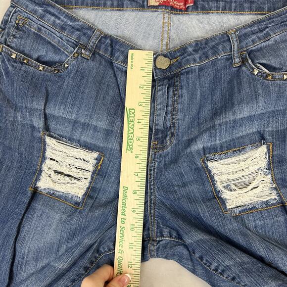 Apple Bottom Jeans Womens 18 Blue Denim Distressed Skinny Ankle Mid Rise Y2K - Picture 5 of 11